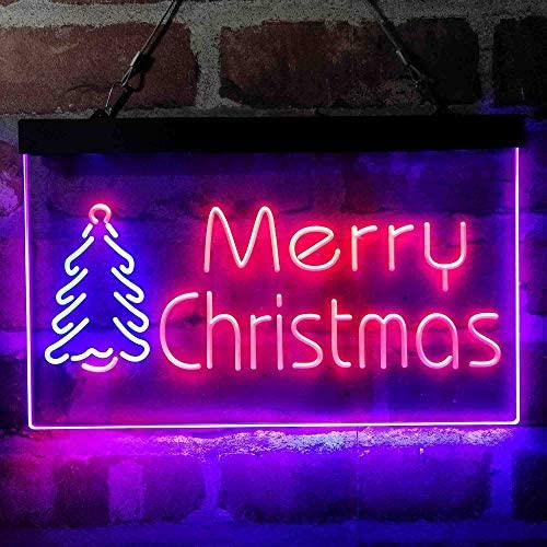 Merry Christmas Tree Dual LED Neon Light Sign
